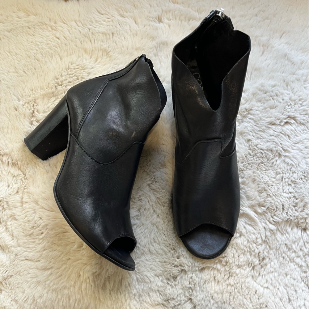 Cordani Black Peep Toe Ankle Booties